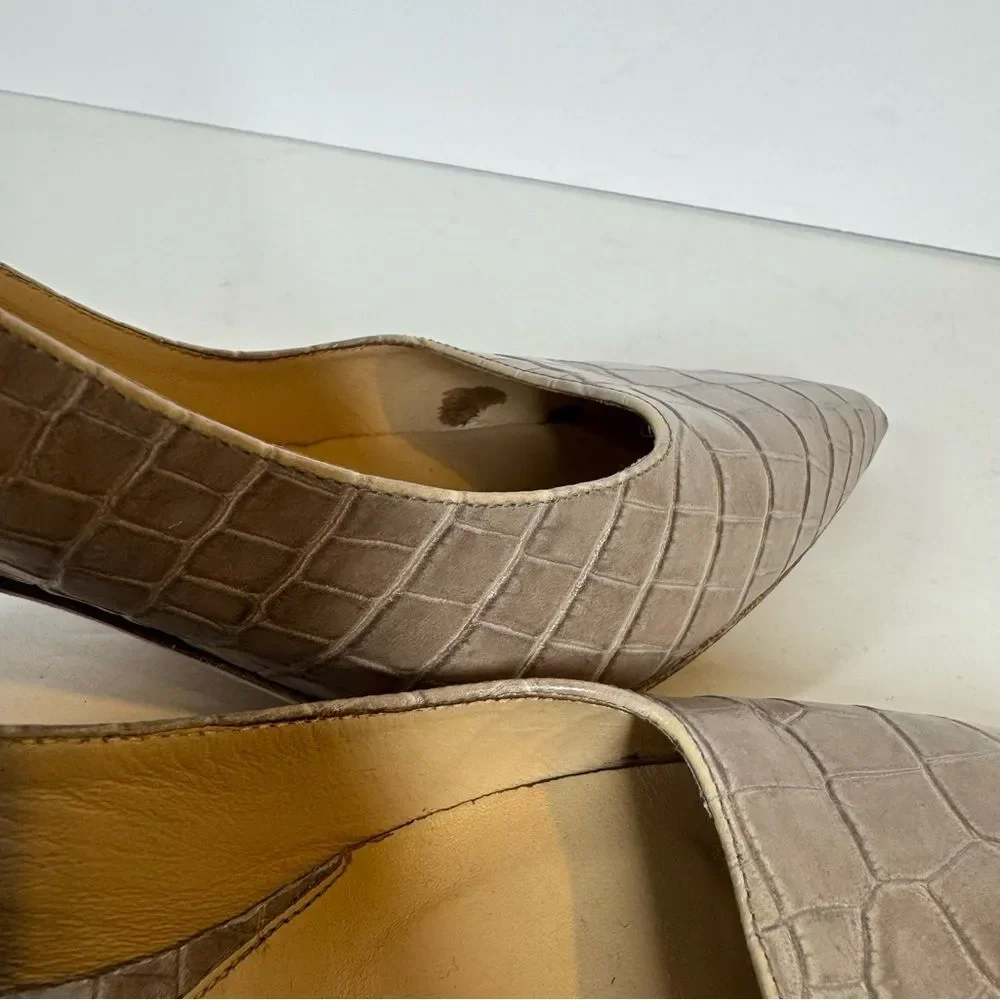 M.M. Lafleur The Ginger Pump Embossed Croc Rosy Taupe Career Classic Size 37 1/2